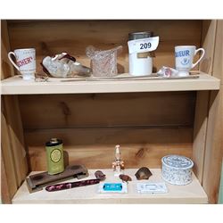 2 SHELF LOTS ASSORTED VINTAGE COLLECTIBLES