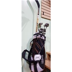 SET OF GOLF CLUBS, GOLF BAG & HOCKEY STICK - MOVIE PROP