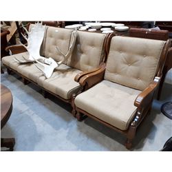 VINTAGE MAPLE COUNTRY SOFA & CHAIR