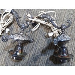 PAIR VINTAGE SILVER PLATE WALL SCONCE LAMPS