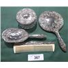 Image 1 : VINTAGE ORNATE 4 PIECE SILVERPLATE VANITY SET
