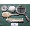 Image 2 : VINTAGE ORNATE 4 PIECE SILVERPLATE VANITY SET