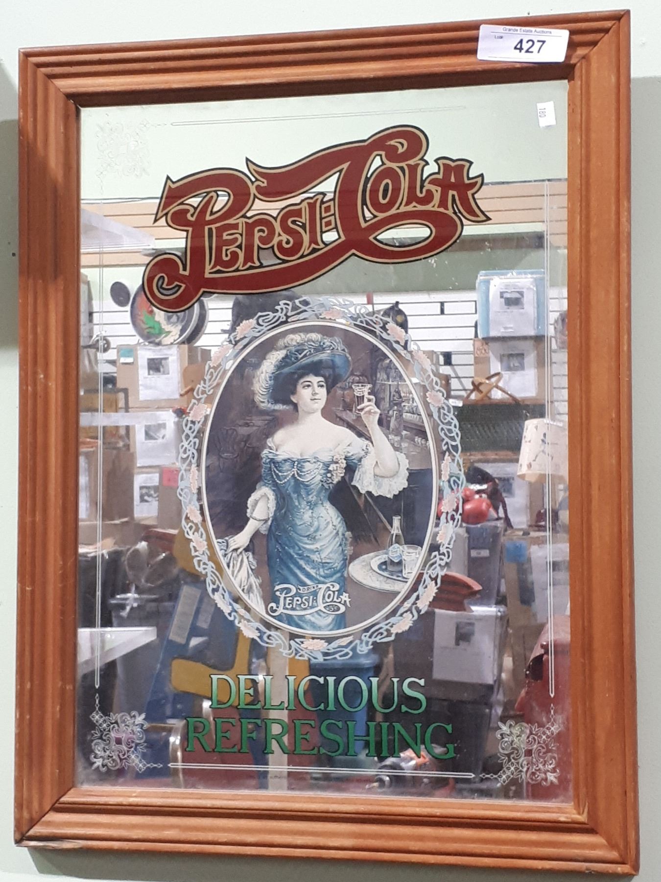 FRAMED PEPSI COLA MIRROR