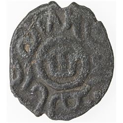 GIRAY KHANS: Hajji Giray I, 1420-1466, AE mangir (0.68g), Qrim, blundered date. F-VF