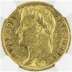 FRANCE: Napoleon I, Emperor, 1804-1815, AV 20 francs, 1812-A. NGC AU55