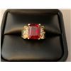 Image 1 : Ladies 10KT Gold Emerald Cut 5.46 carat Ruby Solitaire ring with diamonds. (19-SH1101). Appraisal Ce