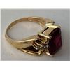 Image 3 : Ladies 10KT Gold Emerald Cut 5.46 carat Ruby Solitaire ring with diamonds. (19-SH1101). Appraisal Ce