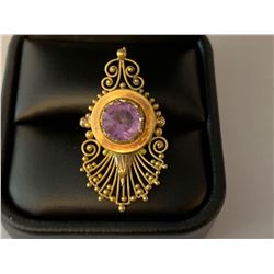 Unique 14KT Gold Ladies Ring with 3.02 carat Amythest Solitaire (10-LA1337) Appraisal Certificate $5