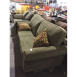 NEW Microfiber Smith-Sage Sofa and Love Seat Set w/ Throw Pillows