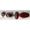 Image 1 : 4-STERLING SILVER RINGS W/ RED/BROWN