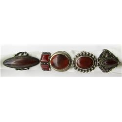 5-ANTIQUE STERLING RINGS