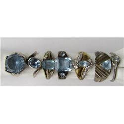 7-STERLING RINGS WITH TURQUOISE GEMS