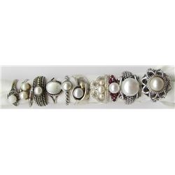 10-STERLING SILVER RINGS WITH PEARL