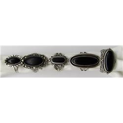 5-ONYX STERLING RINGS