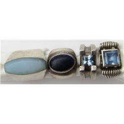 4-STERLING SILVER RINGS WITH BLUE