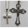 Image 2 : 2-STERLING SILVER CROSS NECKLACES &