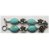 Image 1 : STERLING FLOWER BRACELET WITH TURQUOISE