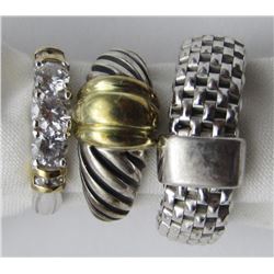 3-MODERN STERLING RINGS WITH DETAILS!