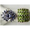 Image 1 : 2-STERLING BLING RINGS WITH LIGHT GREEN