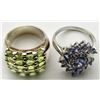 Image 2 : 2-STERLING BLING RINGS WITH LIGHT GREEN