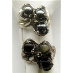 2-ANTIQUE STERLING RINGS WITH DEEP BLUE