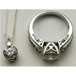 FLASHY SET OF STERLING NECKLACE W/