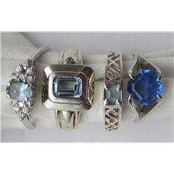 3-ANTIQUE STERLING RINGS WITH BLUE