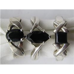3-ANTIQUE STERLING RINGS WITH ONYX