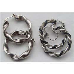 2-PAIRS OF STERLING HOOP EARRINGS