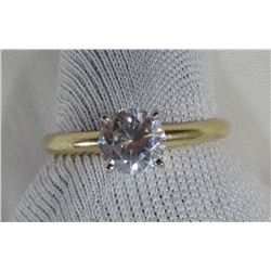 CZ 14k GOLD LADIES RING, SIZE 6 3/4