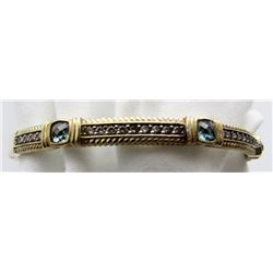 STERLING SILVER BRACELET W/BLUE & WHITE