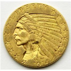 1914 $5 INDIAN GOLD FIVE DOLLARS