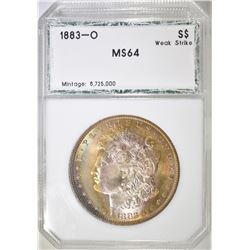 1883-O MORGAN DOLLAR PCI CH/GEM BU RAINBOW COLOR