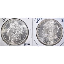 1880-S SEMI-PL & 81-S GEM BU MORGAN DOLLARS