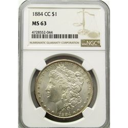 1884-CC MORGAN SILVER DOLLAR NGC MS 63