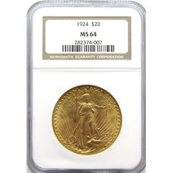 1924 $20 NGC MS64  ST. GAUDEN