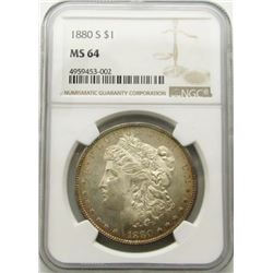 1880-S Morgan Silver Dollar $ NGC MS 64 Nicely
