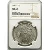 Image 1 : 1887-P Morgan Silver Dollar $ NGC MS 62