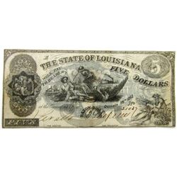 1862 $5 STATE OF LOUISIANA OBSOLETE NOTE
