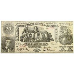 1861 $20 CONFEDERATE STATES OF AMERICA