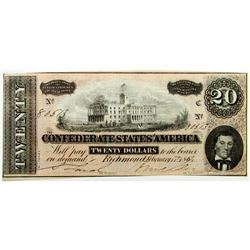 1864 $20 CONFEDERATE STATES OF AMERICA