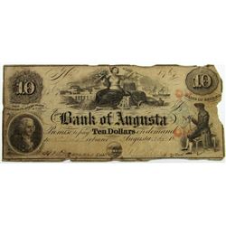 1800s $10 OBSOLETE NOTE BANK OF AUGUSTA