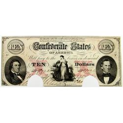 1800s $10 CONFEDERATE STATES OF AMERICA