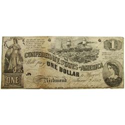 1862 $1 CONFEDERATE STATES OF AMERICA