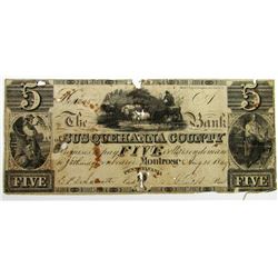 1849 $5 SUSQUEHANNA COUNTY OBSOLETE NOTE