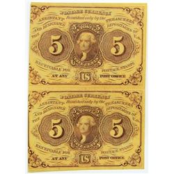 1862 UNCUT FIVE CENT FRACTIONAL NOTES