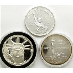 3-STATUE OF LIBERTY DESIGN .999 1oz SILVER