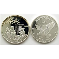 2-.999 SILVER 1oz ROUNDS: ALOHA &