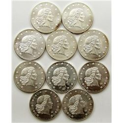 10-WORLD WIDE MIN 1oz .999 SILVER ROUNDS