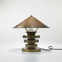  Edmond Etling lamp France, 1937 copper, enameled